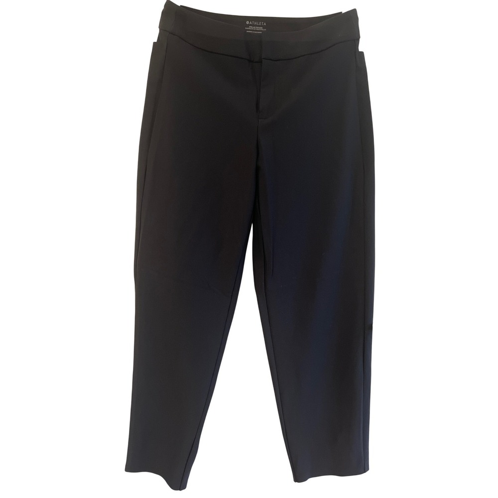 Athleta Stellar High Rise Trouser Pants Womens 4 Petite Black Crop Travel Casual